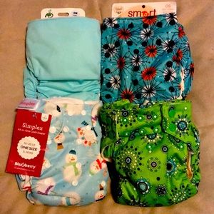 Smart bottoms, Bottom Bumpers and Blueberry all-in-one cloth diapers (Lot of 4)